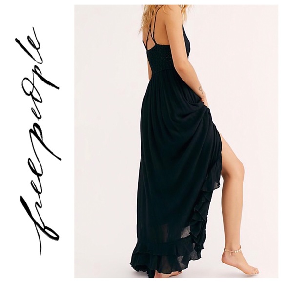NWT $128 Free People Adela Lace Maxi Slip Black - Picture 8 of 8